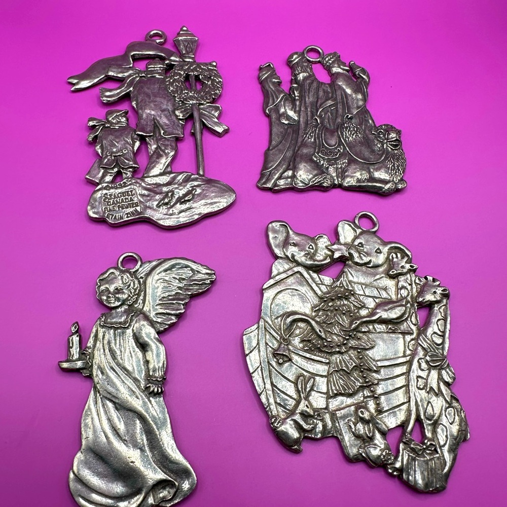 Seagull Pewter signed lot of 4 Christmas Tree Ornaments